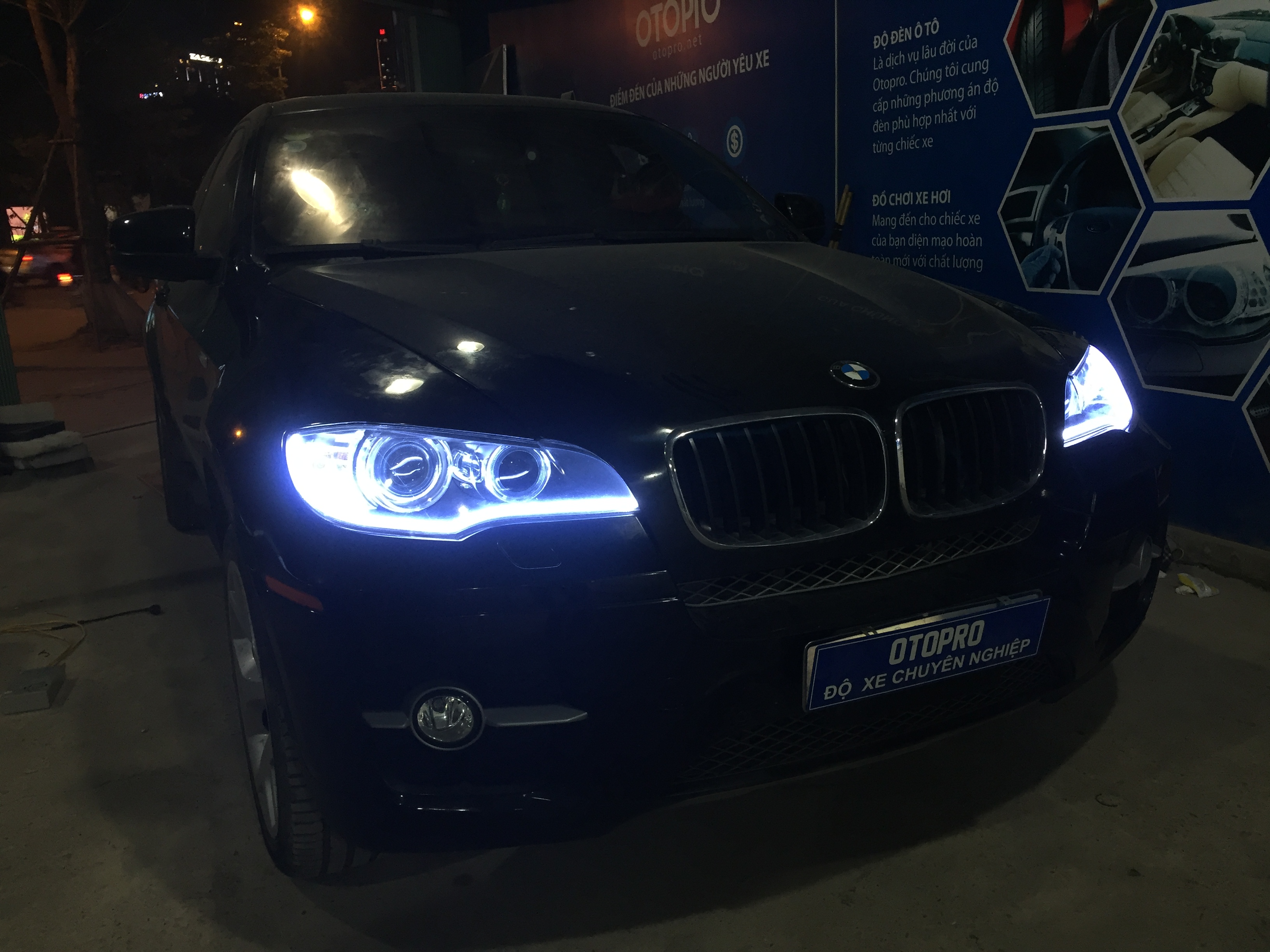 BMW X6 độ gói bi hella5 full hộp và led mí